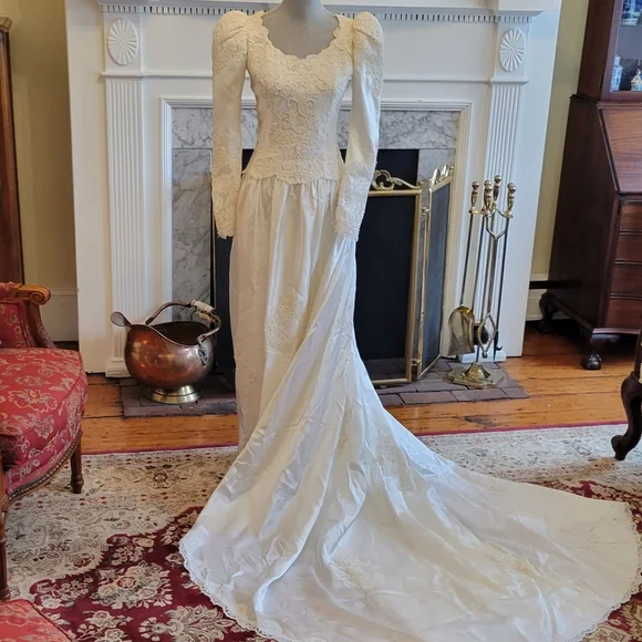 スーツ・フォーマル・ドレス made in USA 1980s vintage wedding dress 1980s Vintage Wedding Dress with Veil size 8/10 | eBay